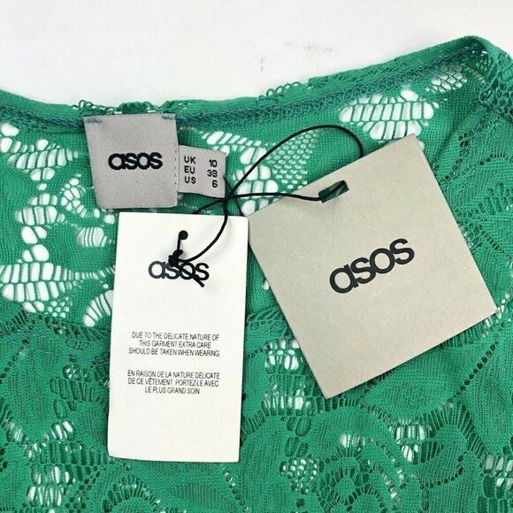ASOS Kelly Green Lace Mini Dress size 6 Fairy Whimsigoth Retro - Picture 6 of 11
